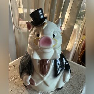 Rare Vintage McCoy formal piggy bank in black tuxedo and top hat.